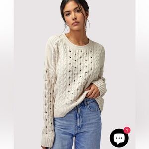 Spiritual Gangster Gemma Cable Knit Sweater Wool Alpaca White Sand Medium